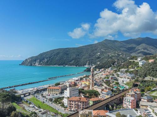a view of a city and the ocean at Holiday Home Sorvegallo by Interhome in Moneglia