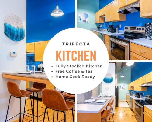 Dapur atau dapur kecil di 100 Year Old Historic Brick 2BR Loft Large Patio1