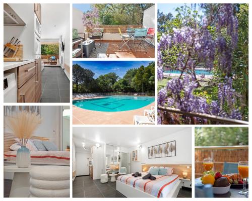 un collage de photos d'une maison avec une piscine dans l'établissement Casa Laura -PARKING - POOL, à Saint-Tropez
