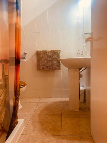 a bathroom with a sink and a toilet at Fuerte Casa in Costa de Antigua