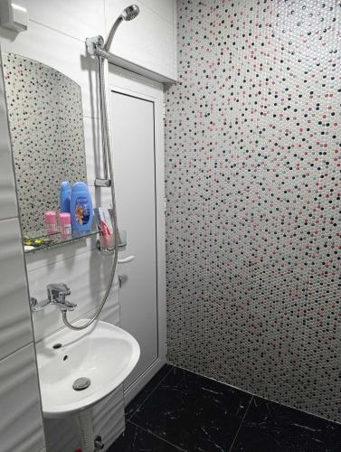 y baño con lavabo y espejo. en Zara Lux 2 en Kragujevac