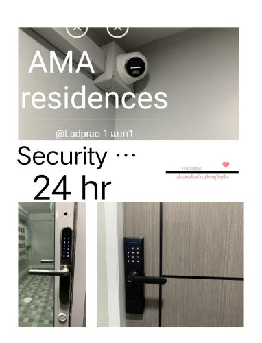 a picture of a door with a security hr sign at AMA residences in Bangkok