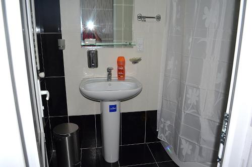 Koupelna v ubytování Hotel Okriba