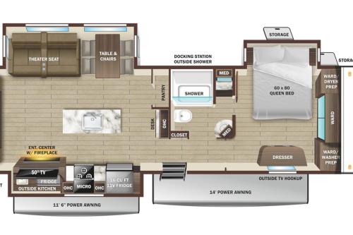 una pianta di un appartamento con camera da letto di Luxury Glamping near Idaho Event Center in Nampa a Nampa