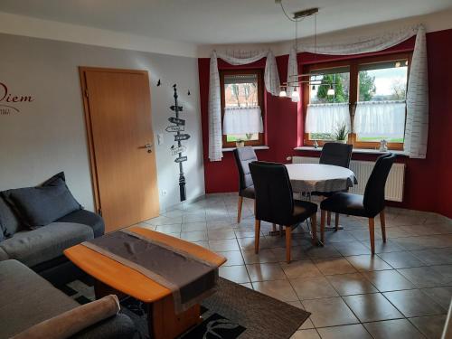 Ruang duduk di Ferienwohnung Mause