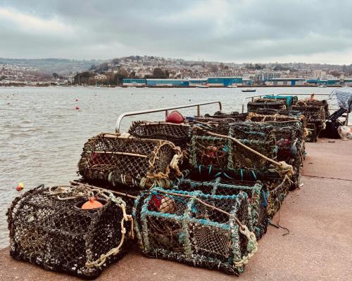 a bunch of nets on the side of a body of water at Historic 'Old Toll House' Shaldon Bridge in Teignmouth