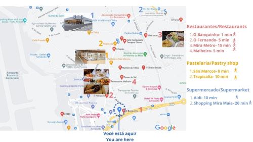 a map of the resort with restaurants and attractions at OPORTO Suites in Moreira
