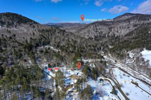 an aerial view of a mountain with snow and trees at Blueberry Hill Escape Pet Friendly HotTub Fire pit in Bridgewater