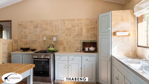 a kitchen with a stove and a sink at Lindani Game and Lodges in Vaalwater