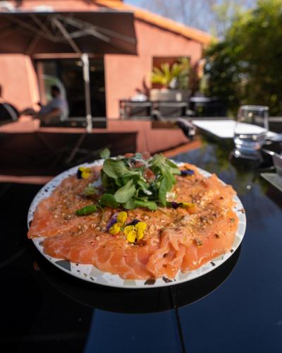 a plate of food sitting on a table at Kyriad Lyon Sud Sainte Foy in Sainte-Foy-lès-Lyon