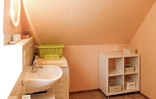 uma pequena casa de banho com um lavatório e um lavatório em 1 Bedroom Lovely Apartment In Dierhagen ostseebad em Neuhaus