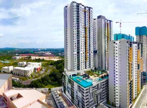 an aerial view of a city with tall buildings at Mesahill 2 Bedroom by DKAY in Nilai in Nilai