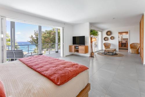 Μια τηλεόραση ή/και κέντρο ψυχαγωγίας στο 7 bedrooms Villa, Nestled in the heights of Anse Marcel, one of the most discreet bays of the island.