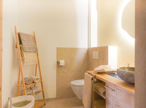a bathroom with a toilet and a sink at Haus Alpenblick in St. Wolfgang