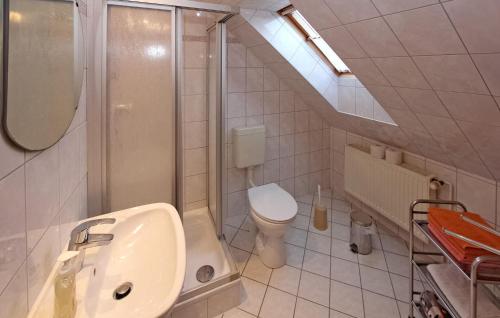 a bathroom with a sink and a shower and a toilet at Cozy Apartment In Userin With Kitchen in Userin