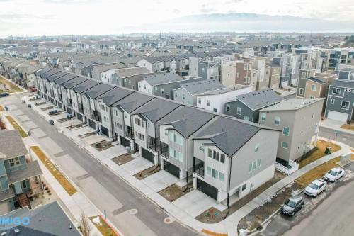 an aerial view of a city with houses at Pooley Pad in American Fork