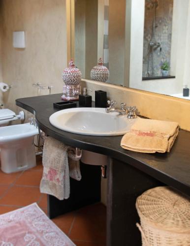 a bathroom with a sink and a mirror at Dimora Altana in Brescia