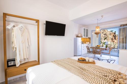 Yploui Suitesにあるテレビまたはエンターテインメントセンター