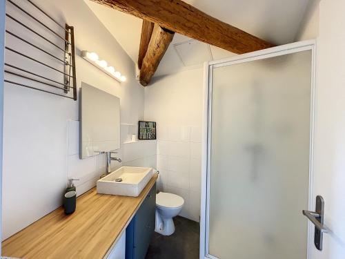 a bathroom with a sink and a toilet at Appartement ANTIGONE in Montpellier