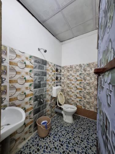 y baño con aseo y lavamanos. en Bandhu Lodge, en Dibrugarh