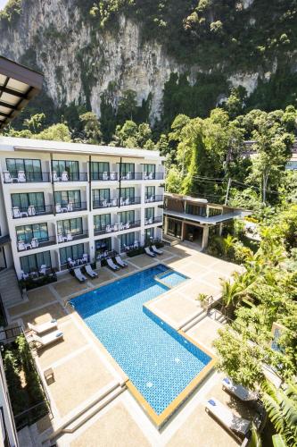 an aerial view of a hotel with a swimming pool at Andaman Pearl Resort in Ao Nang Beach