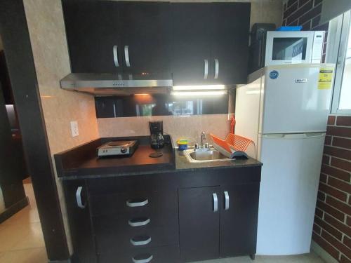 Een keuken of kitchenette bij R.1102 Lindo estudio ejecutivo en área turística.