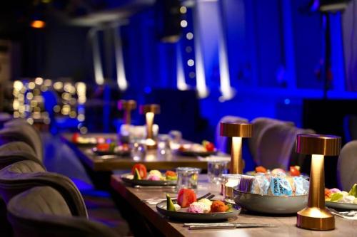 a long table with plates of food on it at Majesty Bosphorus in Istanbul