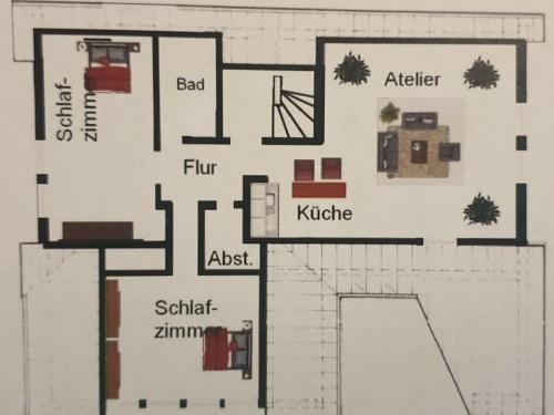 un dibujo de un plano del suelo de una casa en See & So Modern Retreat en Winterberg