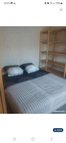 een bed met twee kussens in een kamer bij Gite la Boisonade in Montauban