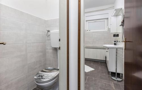 a bathroom with a toilet and a sink at Apartman Nora in Mučići