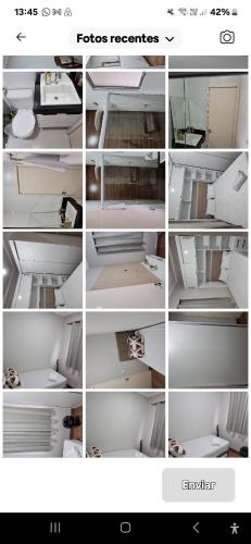 eine Collage mit Fotos eines leeren Kühlschranks in der Unterkunft Apartamento em limeira in Limeira