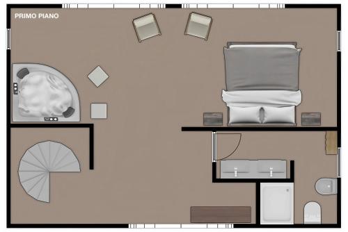 a floor plan of a room with a bed at Corte Fratini Appartamenti in Trevi