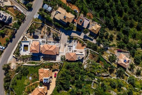 an overhead view of a large house with houses at Villa Daniela Studio in Neokhórion