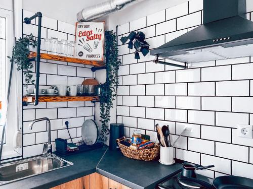 Dapur atau dapur kecil di Iria Apartment