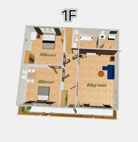 a rendering of a floor plan of a house at Guest House Kubo Homes Shotenshita in Osaka