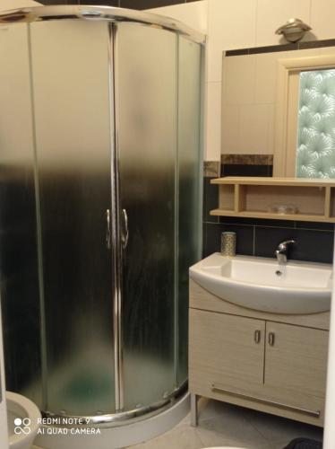 a bathroom with a shower and a sink at B&B Il Viaggiatore in Diamante