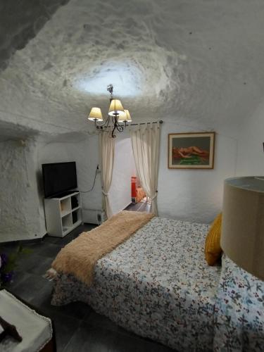 Postel nebo postele na pokoji v ubytování Cueva La Loli