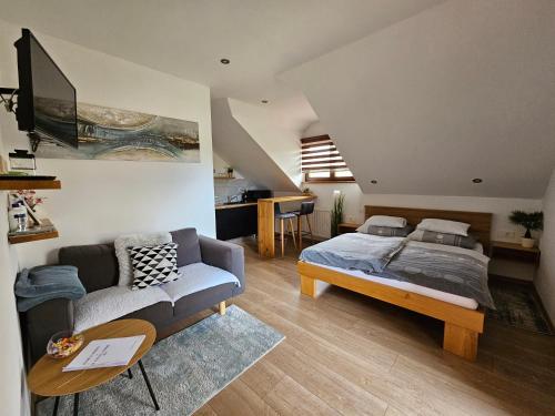 Postel nebo postele na pokoji v ubytování Apartments Woodnotes