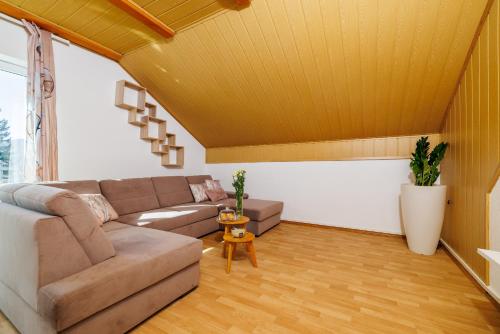 a living room with a couch and a table at Apartmani Anđelić- Fužine 1 in Fužine