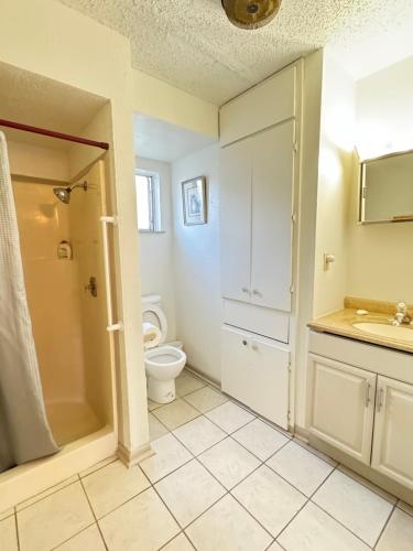 y baño con aseo y lavamanos. en 1326-#3 downtown comfy & clean 1bedroom unit, en San Antonio