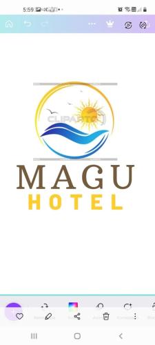 un logo pour une entreprise avec un soleil au milieu dans l'établissement Magu Hotel Huarmey, à Huarmey