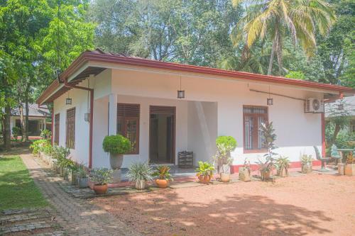 uma pequena casa com plantas em frente em Yashora Gimanhala em Anuradhapura