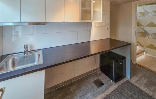 a kitchen with a sink and a counter top at Awesome Home In Sandvika With House A Panoramic View in Sandvika