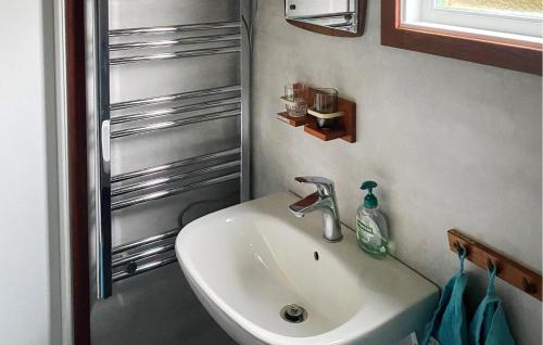 y baño con lavabo y ducha. en 2 Bedroom Amazing Home In Brastad, en Brastad