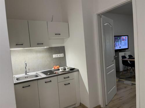 Bereg Szíve Apartmanにあるキッチンまたは簡易キッチン