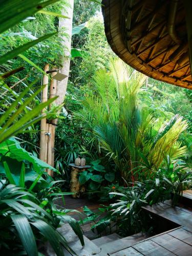 Taman di luar Arcada Bali Bamboo House