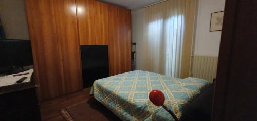 Dormitorio pequeño con cama y TV en MGC en Modena