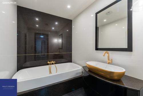 Vannas istaba naktsmītnē Luxusní apartmán s výhledem