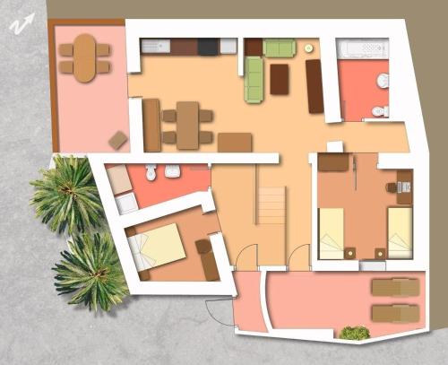 un plan d'étage d'une maison dans l'établissement Wunderschönes Ferienhaus in La Sorrueda mit Terrasse, Whirlpool und Grill, à La Sorrueda