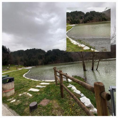 a collage of photos of a river and a fence at Casa Vacanza Margherita in Minucciano